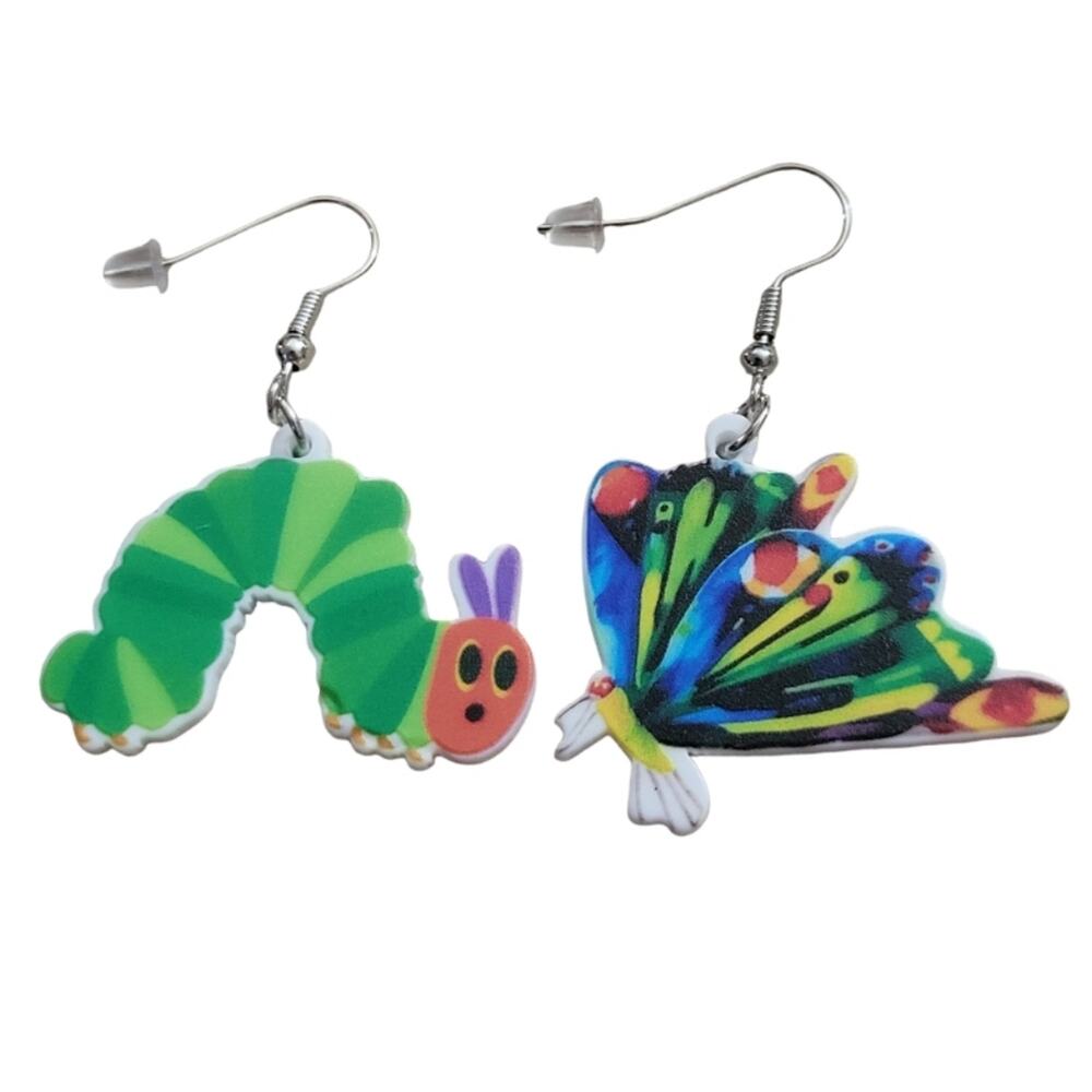 The hungry caterpillar butterfly earrings